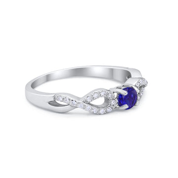 Petite Dainty Infinity Shank Ring Simulated Blue Sapphire CZ 925 Sterling Silver